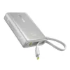 Baseus PicoGo gyorstöltő powerbank 10000mAh, 45W, beépített USB Type-C kábel, ezüst