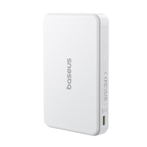 Baseus Airpow II Qi2 Magnetic vezeték nélküli gyorstöltő powerbank 10000 mAh, 22.5W, fehér + 60W USB Type-C, 30cm kábel