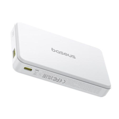 Baseus Airpow II Qi2 Magnetic vezeték nélküli gyorstöltő powerbank 10000 mAh, 22.5W, fehér + 60W USB Type-C, 30cm kábel