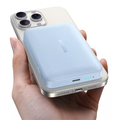 Baseus EnerFill FM11 Magnetic vezeték nélküli gyorstöltő powerbank 10000 mAh, 22.5W, kék + 60W USB Type-C, 30cm kábel