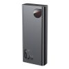 Baseus Adaman Metal gyorstöltő powerbank 20000 mAh, 65W, fekete + 3A USB Type-C, 30cm kábel