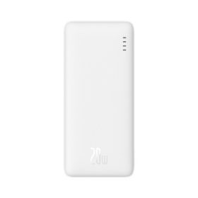   Baseus Airpow gyorstöltő powerbank 10000mAh, 20W, fehér + USB Type-C, 30cm kábel