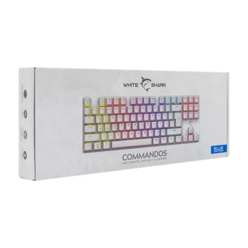 White Shark GK-2106W/BL-HU COMMANDOS mechanikus (Blue switch) gamer billentyűzet - HU layout