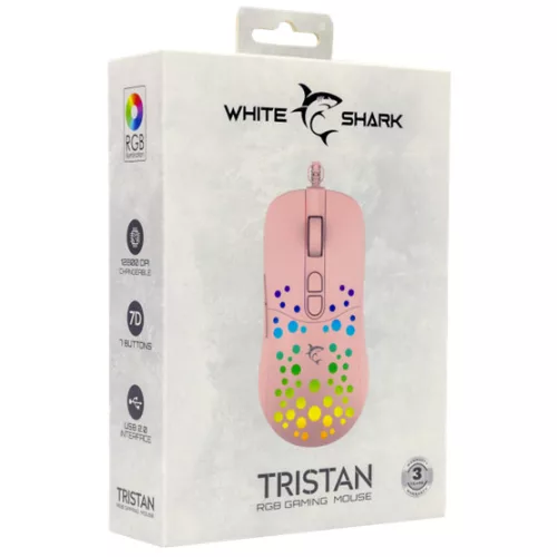 White Shark GM-9004P TRISTAN Vezetékes gamer egér - Rózsaszín