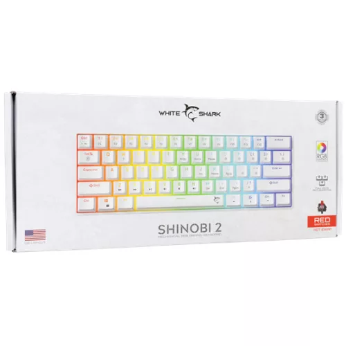 White Shark GK-004211W/R-US SHINOBI-2 vezetékes mechanikus gamer billentyűzet - fehér - US