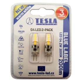   Tesla - LED izzó, G4, 2W, 12V DC, 200lm, 3000K, 360°, 2 db-os szett