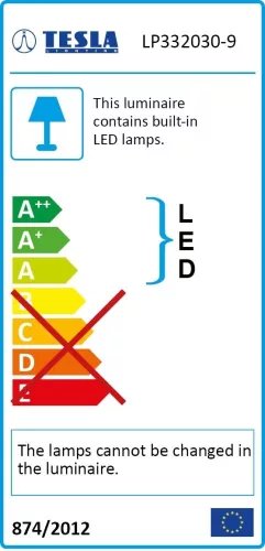 Tesla - LED tábla, 300 x 300mm, 20W, 230V, 3000K, 1800lm, 120°