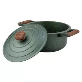   Nava 10-255-031 Ωmega tapadásmentes öntött alumínium lábas fedővel, kőbevonattal, 24 cm