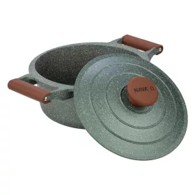   Nava 10-255-033 Ωmega tapadásmentes öntött alumínium lábas fedővel, kőbevonattal, 28 cm