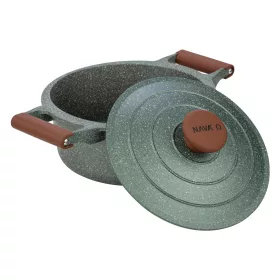   Nava 10-255-033 Ωmega tapadásmentes öntött alumínium lábas fedővel, kőbevonattal, 28 cm