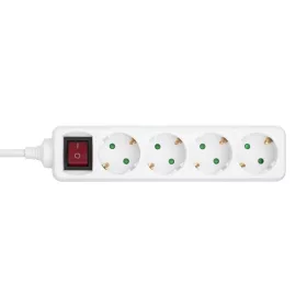   Q-LINK 75.017.55 4-es elosztó kapcsolóval, max. 3680 W, 1,5 m vezeték, gyermekvédelem, fehér