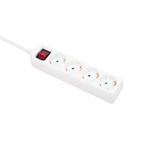 Q-LINK 75.017.55 4-es elosztó kapcsolóval, max. 3680 W, 1,5 m vezeték, gyermekvédelem, fehér