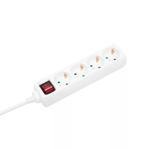 Q-LINK 75.017.55 4-es elosztó kapcsolóval, max. 3680 W, 1,5 m vezeték, gyermekvédelem, fehér