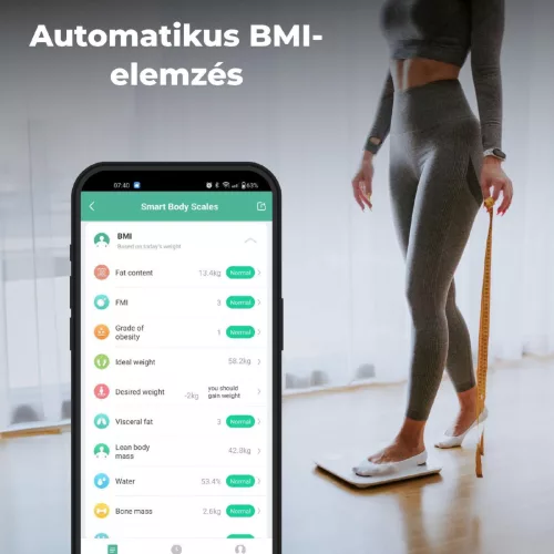 AENO ABS0001S BS1S okos testmérleg, 15 féle mérőszám, LED kijelző, 180 kg-ig terhelhető, AENO app, 10+1 profil, ITO üveg