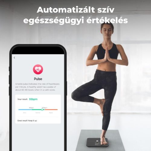AENO ABS0002S BS2S testmérleg,  180 kg-ig terhelhető, SMART funkciók, profilok, BMI index elemzés, színes kijelző