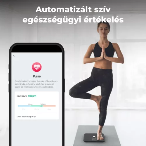 AENO ABS0002S BS2S testmérleg,  180 kg-ig terhelhető, SMART funkciók, profilok, BMI index elemzés, színes kijelző