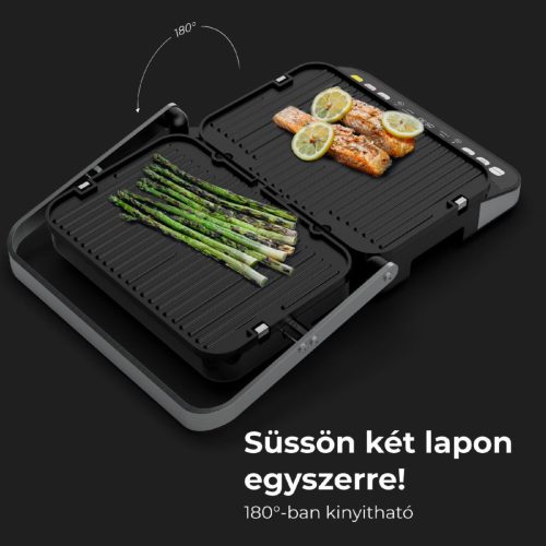 AENO AEG0005 EG5 kontakt grill, 2000 W, 3 az 1-ben sütő, kétoldalas lemezek, 6 program, LED kijelző