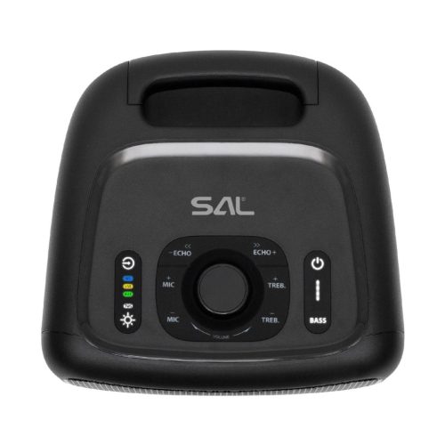 SAL BTCUBE hordozható Boombox, vezeték nélküli hangszóró, 70 watt, 3 hangszóró, Bluetooth TWS, IPX4, beépített akkumulátor