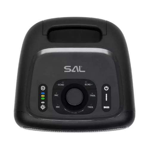 SAL BTCUBE hordozható Boombox, vezeték nélküli hangszóró, 70 watt, 3 hangszóró, Bluetooth TWS, IPX4, beépített akkumulátor