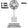 HOME CMF65 párásító ventilátor, 260 W, 64 cm-es lapátátmérő, 3 fokozat, 41 literes víztartály, oszcillálás