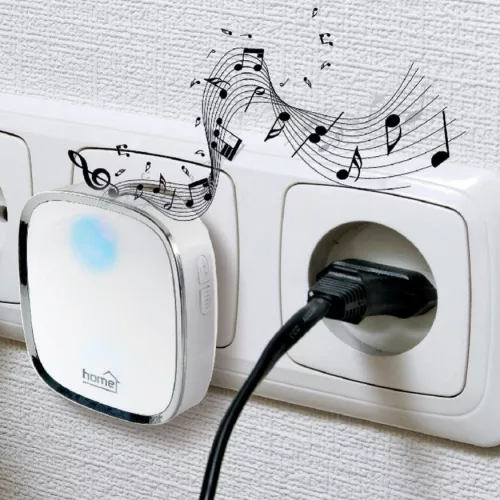 HOME DB 2060AC vezeték nélküli csengő, 200 m hatótáv, 36 dallam, 5 fokozatú hangerő, fényjelzés, 230 V-os tápellátás