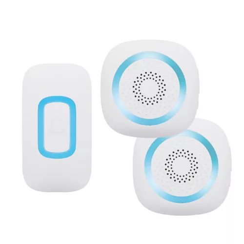 HOME DBS1601DC vezeték nélküli csengő szett, 2 csengővel, 160m hatótáv, 60 dallam, állítható hangerő és némítás, kapcsolható fényjelzés, elemes tápellátás