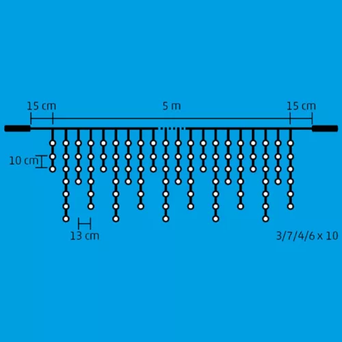 Home DLFJ 200/WH LED-es fényfüggöny, 5 m / 200 db hidegfehér LED, állófényű, fehér vezeték, sorolható, kül- és beltéri kivitel