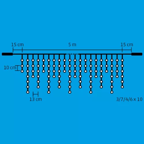 Home DLFJ 200/WW LED-es fényfüggöny, 5 m / 200 db melegfehér LED, állófényű, fehér vezeték, sorolható, kül- és beltéri kivitel