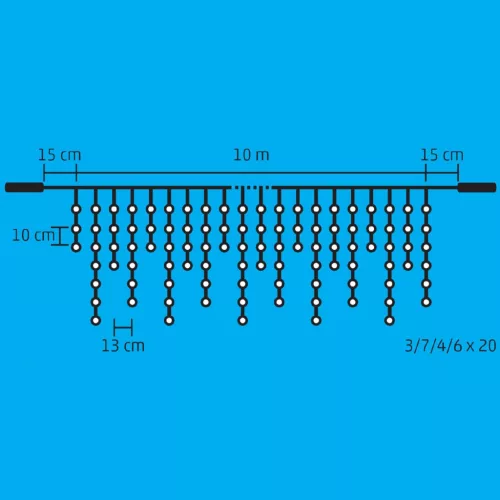 Home DLFJ 400/WW LED-es fényfüggöny, 10 m / 400 db melegfehér LED, állófényű, fehér vezeték, sorolható, kül- és beltéri kivitel