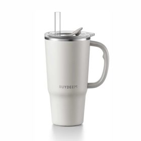   BUYDEEM DS57-OW pohár termosz szívószállal, 700 ml, dupla falú, 12 mm-es szívószál