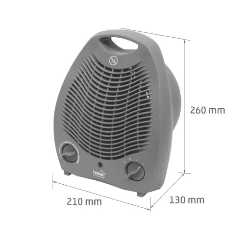 HOME FK1M ventilátoros fűtőtest, max. 2000 W, 2 fokozat, 3 funkció, termosztát, szürke színű
