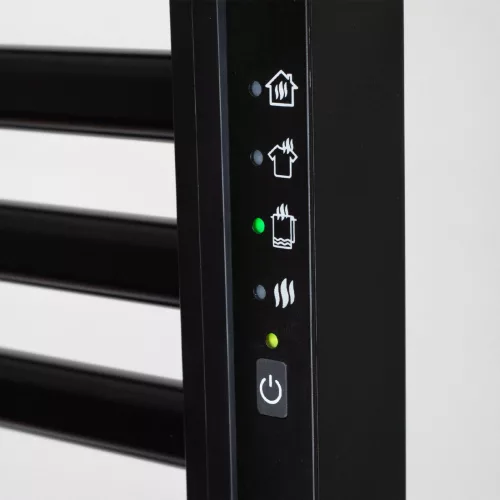 HOME FKTW345B fali elektromos törölközőszárító, 345 W, visszajelző LED, 4 program, IPX1, 2 zónás vezérlés, fekete színű