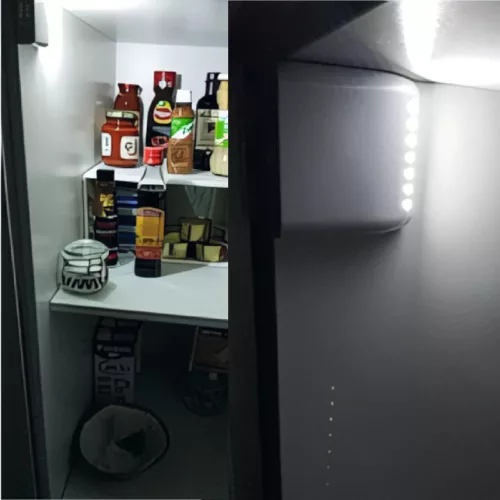 HOME GLS7 nyitásérzékelős bútorlámpa, 7db hidegfehér SMD LED, automatikus kapcsolás, közelítés érzékelő, elemes tápellátás