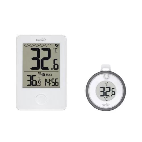 Home HCP60 vezeték nélküli úszó medence hőmérő, külső-belső hőmérséklet, min/max hőmérsékletek rögzítése, pontos idő, elemes működtetés