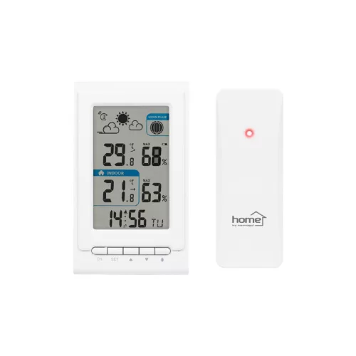 Home HCW 01 időjárás-állomás külső jeladóval, várható időjárás-szimbólumok, ébresztés szundi funkcióval, maximum és minimum értékek kijelzése