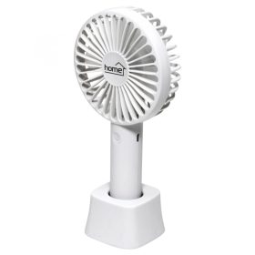   Home HF 9/WH kézi, tölthető ventilátor, 4 W, 10 cm-es lapátátmérő, 3 fokozat, 1200 mAh Li-ion akkumulátor, asztali tartó, fehér