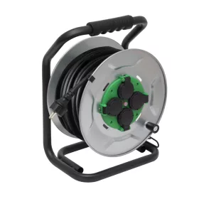   HOME HJRM2025 fém kábeldob, 25 méter, fém talp, H07RN-F 3G2,5 mm2 vezeték, 250 V~ / max. 16 A, túlmelegedés elleni védőkapcsolóval