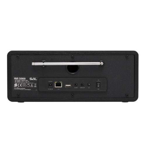 SAL INR 5000/BK internetrádió, 5 in 1, 2x5 W, Bass reflex, világrádió, FM RDS, BT, AUX, Média Center hálózati zenetár, EQ