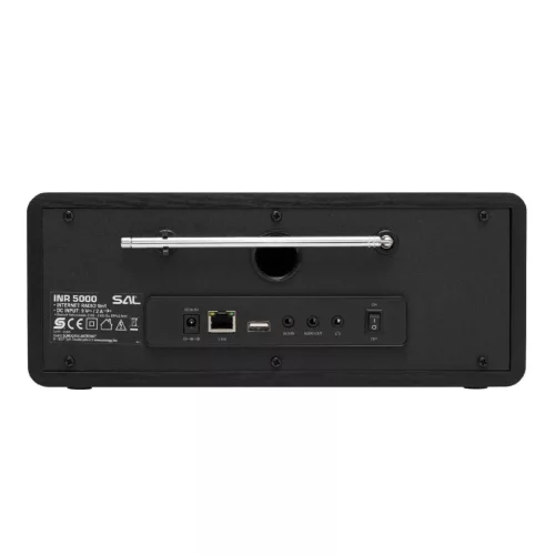 SAL INR 5000/BK internetrádió, 5 in 1, 2x5 W, Bass reflex, világrádió, FM RDS, BT, AUX, Média Center hálózati zenetár, EQ