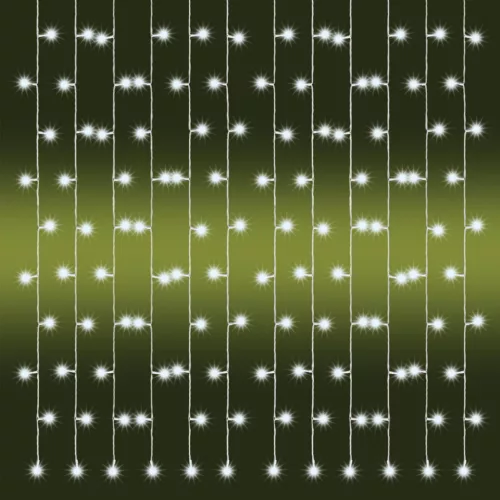 Home KAF 210LC LED-es fényfüggöny, 2x1 m / 210 db hidegfehér LED, fehér vezeték, állófényű, hálózati adapter, kül- és beltéri kivitel