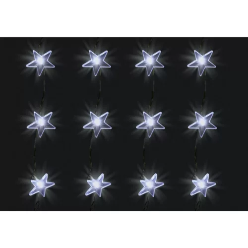 Home KAF 48L LED-es csillag fényfüggöny, 1,5x1 m / 48 db hidegfehér LED csillag figurákban, átlátszó vezeték, hálózati adapter, beltéri kivitel