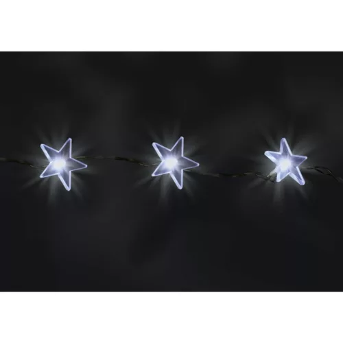 Home KAF 48L LED-es csillag fényfüggöny, 1,5x1 m / 48 db hidegfehér LED csillag figurákban, átlátszó vezeték, hálózati adapter, beltéri kivitel