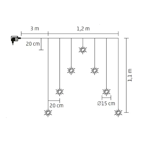 Home KAF7WW akril hópehely fényfüggöny, kül- és beltéri kivitel, 7 db melegfehér LED, szélesség 1,2 m