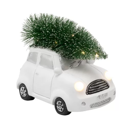 Home KDCA 15 LED-es kerámia fehér autó figura, beltéri kivitel, 11 db LED