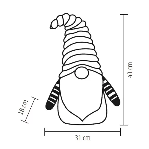 Home KDD 41 manó dekoráció, 3 db villogó LED, szövet, plüss