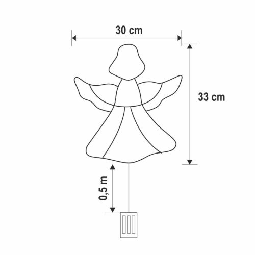 HOME KID501BWW LED-es angyal ablakdísz, 33x30 cm, 35 db melegfehér LED, időzítő, elemes tápellátás, beltéri kivitel