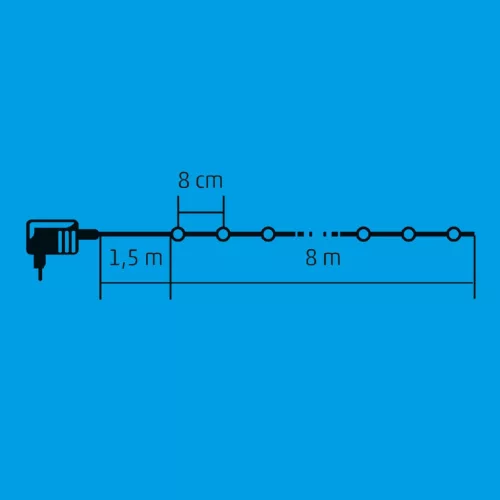 Home KII 100B/M LED-es gömb fényfüzér, 8 m / 100 db színes LED, állófényű, zöld vezeték, hálózati adapter, beltéri kivitel