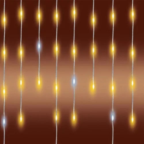 HOME KKF600D10M LED-es sziporkázó fényfüggöny, 600 db melegfehér DOT LED, átlátszó vezeték, 10 méter, hálózati adapter, kül- és beltéri kivitel