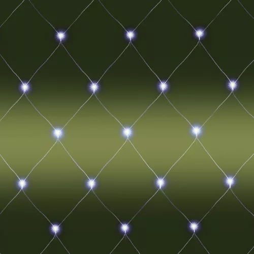 Home KLN 160C/WH LED-es háló, 2x1,5 m / 160 db hidegfehér LED, zöld vezeték, állófényű, hálózati adapter, kül- és beltéri kivitel