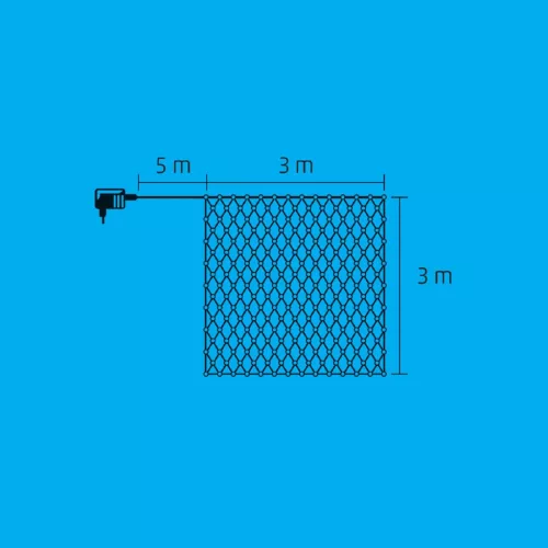 Home KLN 240C/WW LED-es háló, 3x3 m / 240 db melegfehér LED, zöld vezeték, állófényű, hálózati adapter, kül- és beltéri kivitel